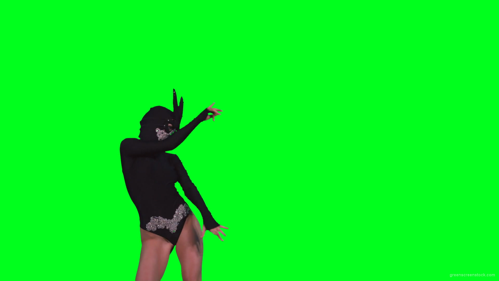 Sexy-Bunny-Girl-in-Rabbit-black-mask-chilling-with-animal-instict-isolated-on-green-screen-4K-Video-Footage-1920_006 Green Screen Stock