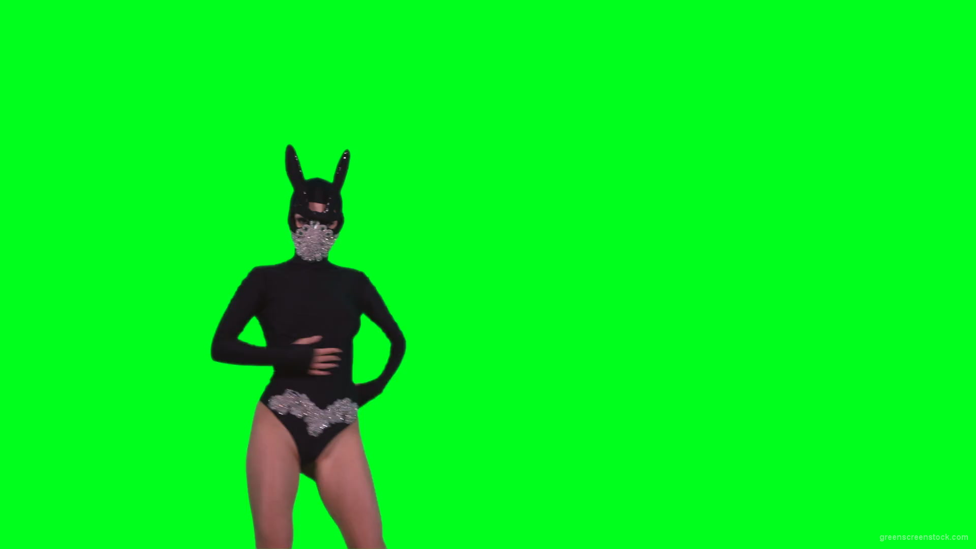 Sexy-bunny-girl-dance-performs-in-rabbit-costume-on-green-screen-4K-Video-Footage-1920_001 Green Screen Stock