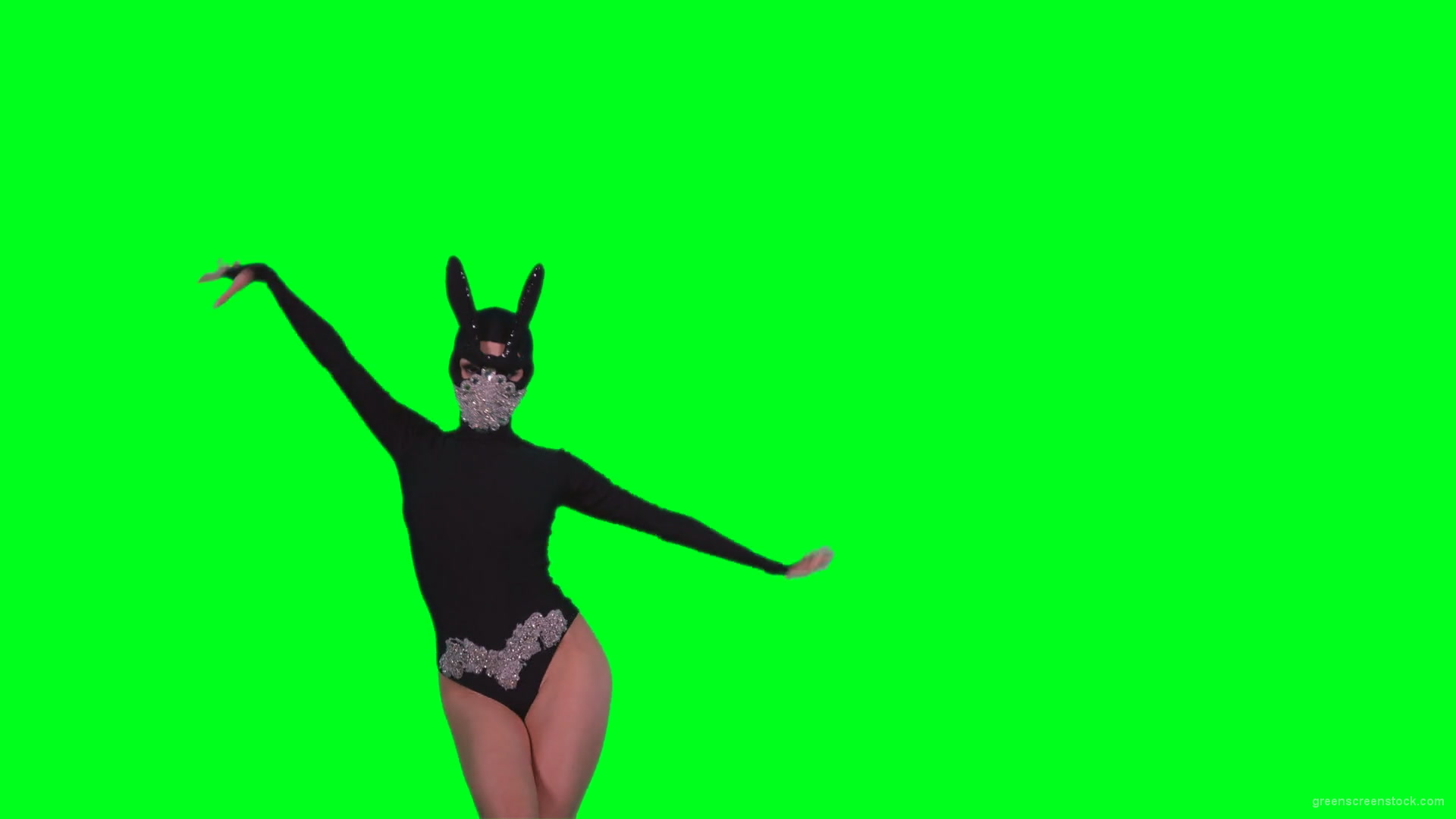 Sexy-bunny-girl-dance-performs-in-rabbit-costume-on-green-screen-4K-Video-Footage-1920_002 Green Screen Stock