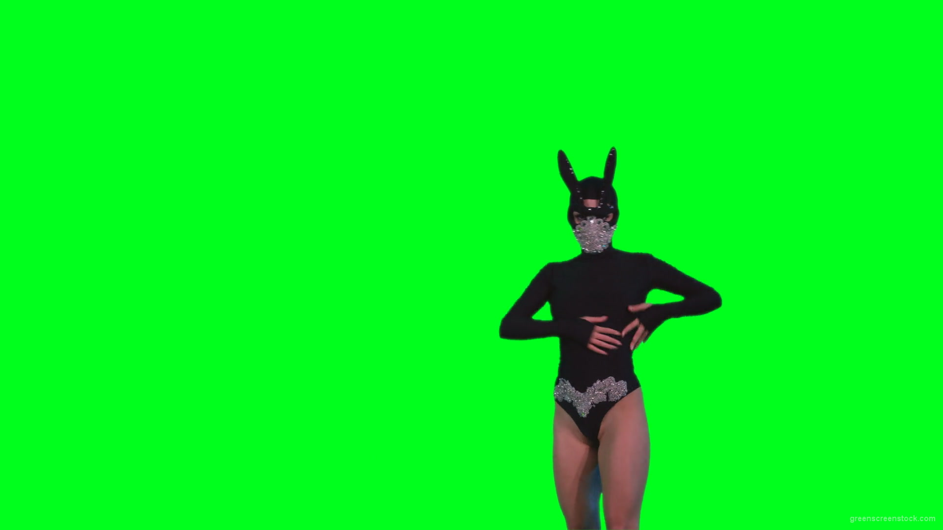 Sexy-bunny-girl-dance-performs-in-rabbit-costume-on-green-screen-4K-Video-Footage-1920_004 Green Screen Stock