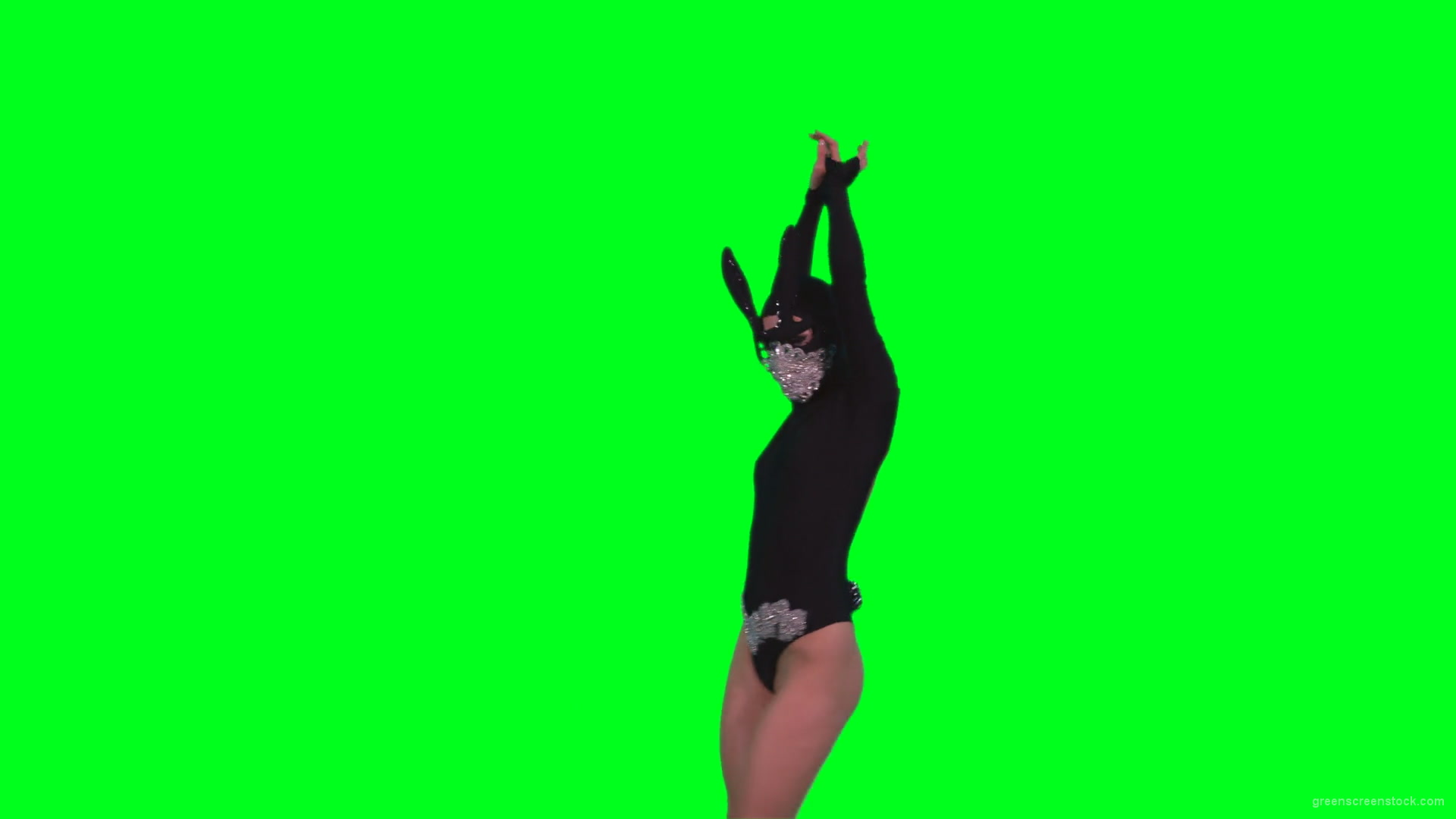 Sexy-bunny-girl-dance-performs-in-rabbit-costume-on-green-screen-4K-Video-Footage-1920_005 Green Screen Stock