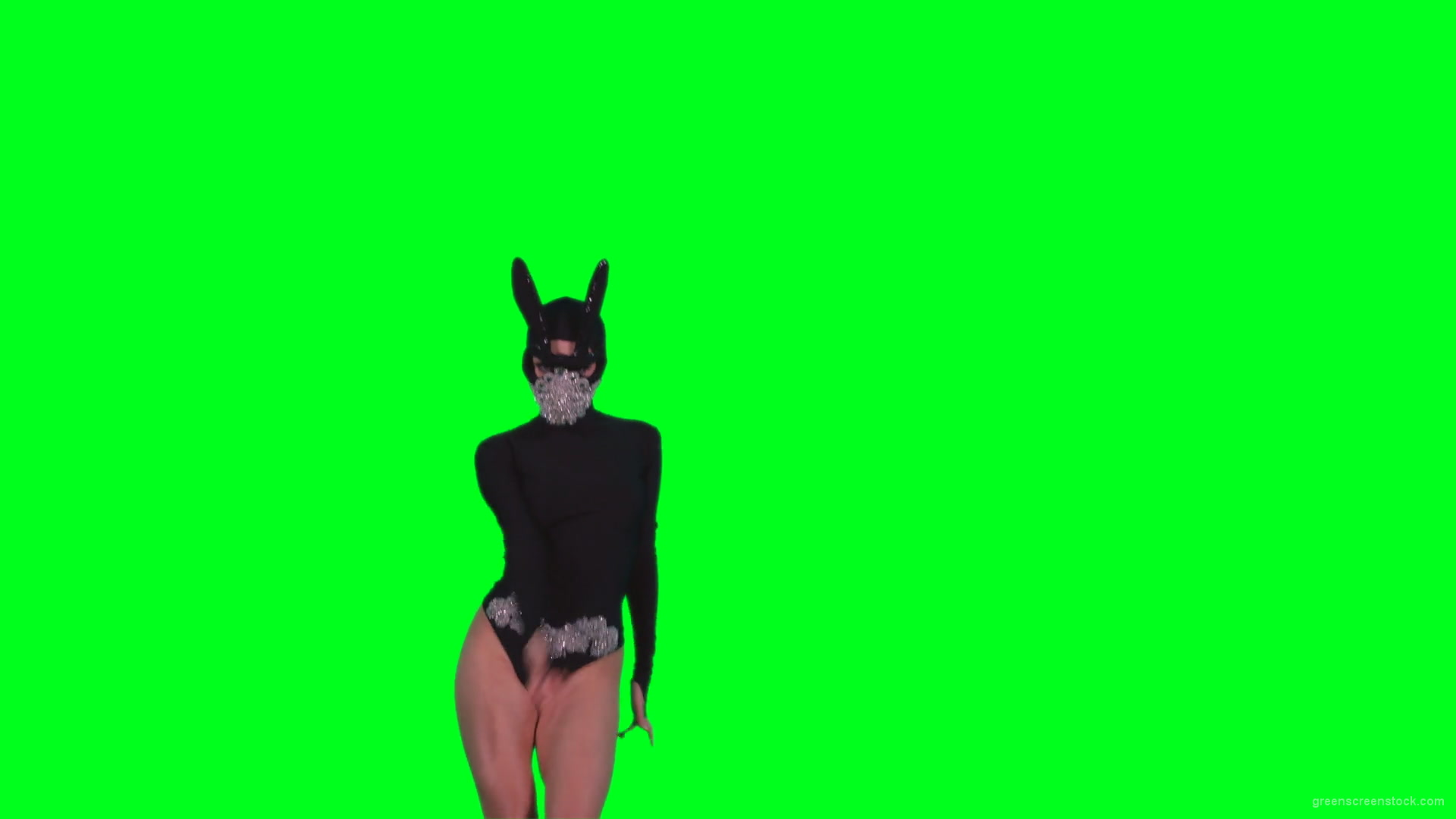Sexy-bunny-girl-dance-performs-in-rabbit-costume-on-green-screen-4K-Video-Footage-1920_006 Green Screen Stock