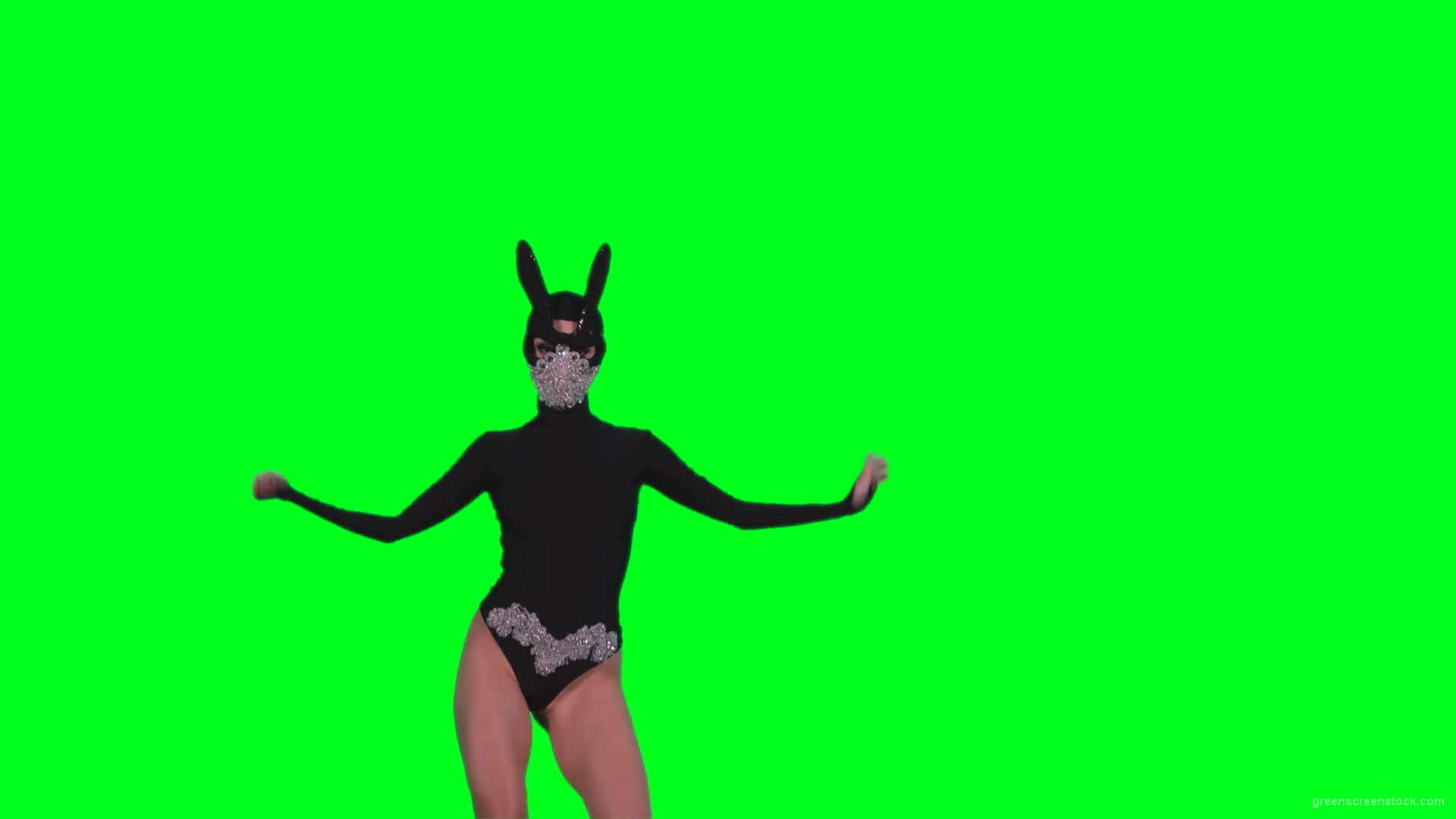 Sexy-bunny-girl-dance-performs-in-rabbit-costume-on-green-screen-4K-Video-Footage-1920_007 Green Screen Stock