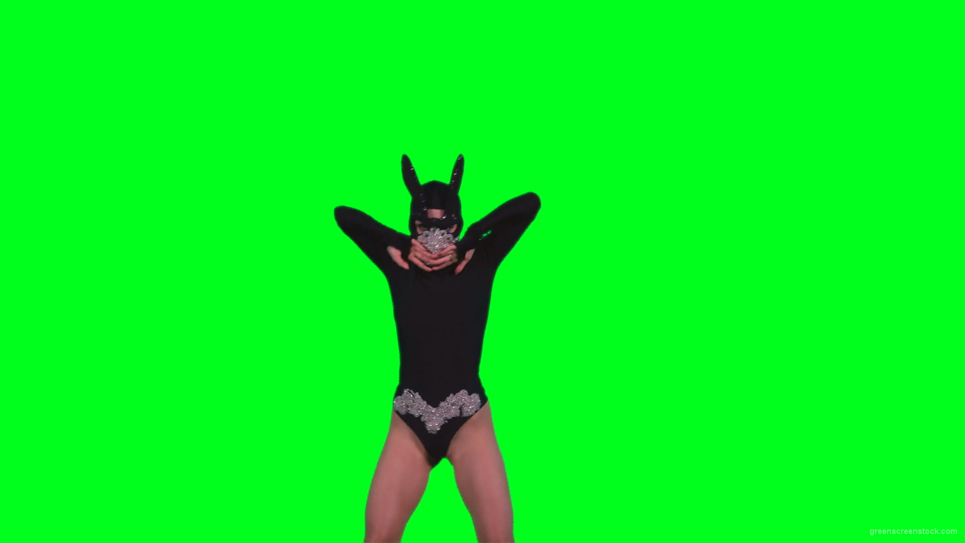 Sexy-bunny-girl-dance-performs-in-rabbit-costume-on-green-screen-4K-Video-Footage-1920_008 Green Screen Stock