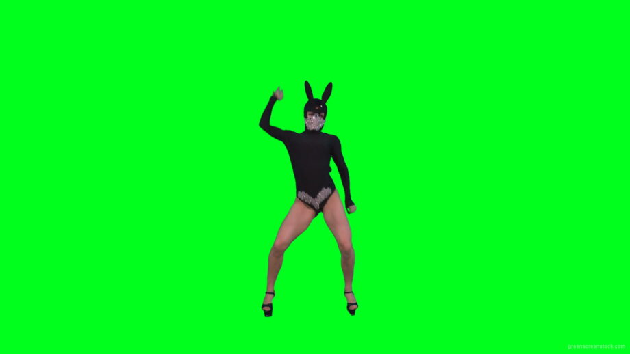 vj video background Sexy-dancing-girl-in-rabbit-mask-and-black-fashion-dress-posing-in-fetish-style-isolated-on-green-screen-4K-Video-Footage-1920_003