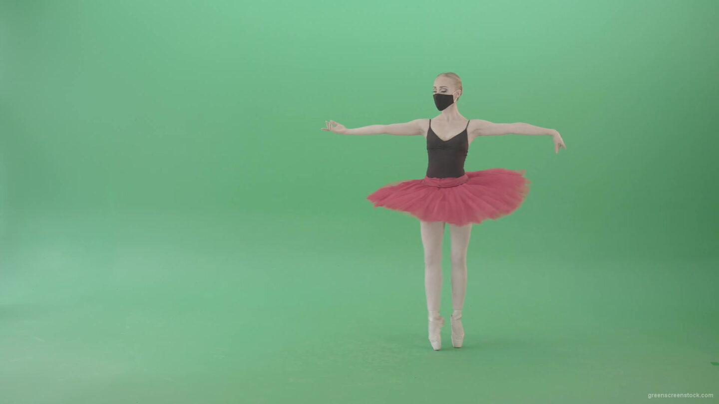 vj video background Tinny-Ballet-Dancing-Girl-Ballerina-in-red-black-dress-and-mask-welcome-people-for-awards-Green-Screen-Video-Footage-1920_003