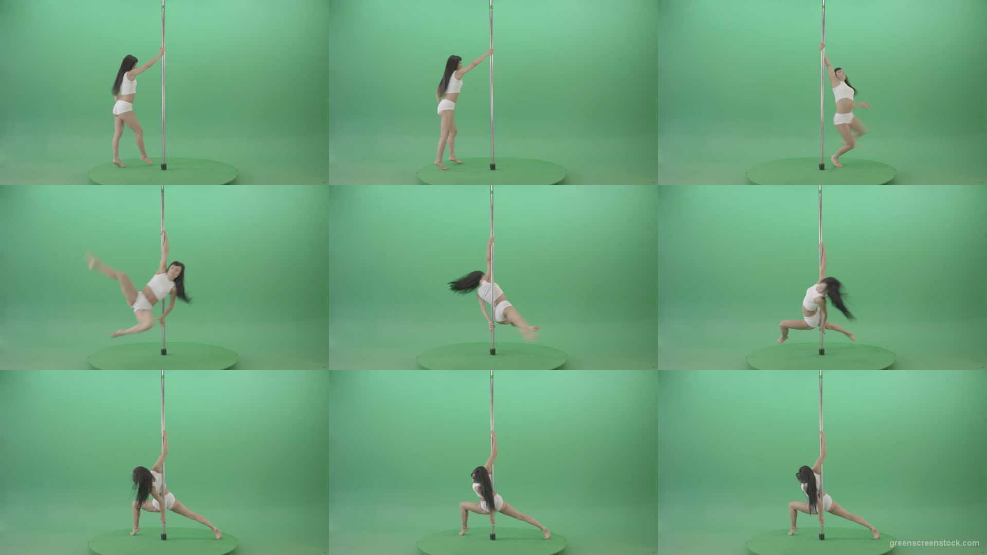Acrobatic-gymnastics-making-spin-element-on-Pole-Pilon-on-green-screen-4K-Video-Footage-1920 Green Screen Stock