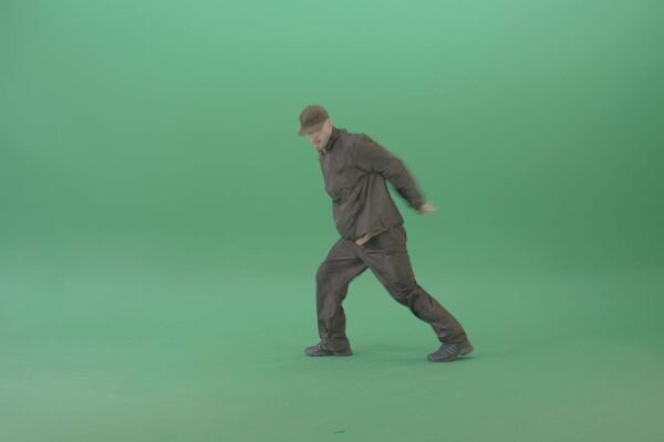 Break dance man on green screen 4k video footage