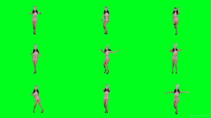 Black-hair-sexy-girl-in-playboy-costume-dancing-go-go-on-green-screen-4K-Video-Footage-1920 Green Screen Stock