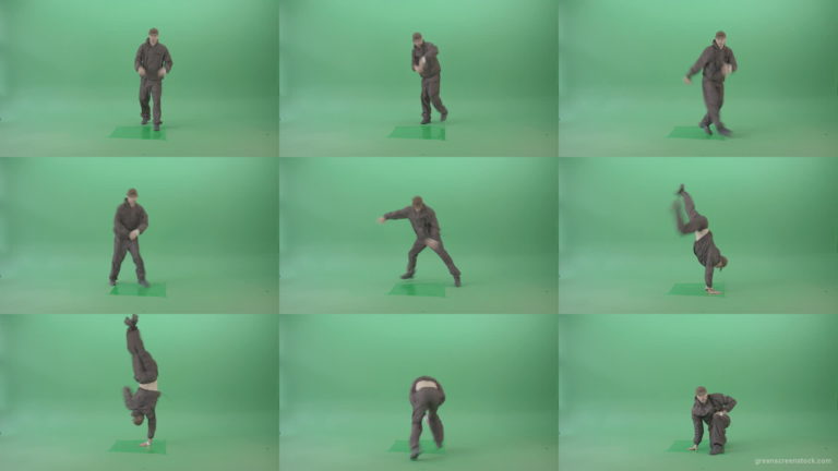 Breaker-B-boy-spinning-on-hand-dancing-hip-hop-on-green-screen-4K-Video-Footage-1920 Green Screen Stock