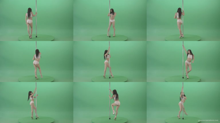 Dancing-GIrl-walking-arround-Pole-in-strip-white-underwear-on-green-screen-4K-Video-Footage-1920 Green Screen Stock