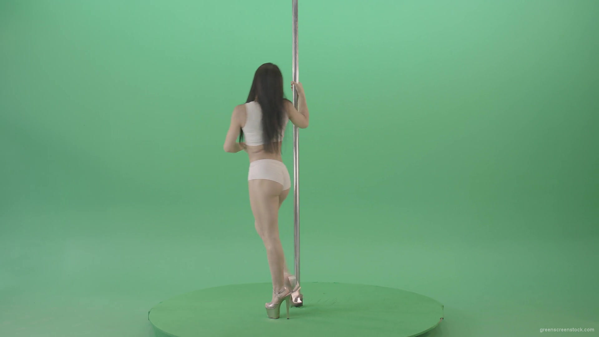 vj video background Dancing-GIrl-walking-arround-Pole-in-strip-white-underwear-on-green-screen-4K-Video-Footage-1920_003