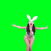 Girl-in-rabbit-bunny-mask-posing-and-show-gestures-on-green-screen-4K-Video-Footage-1920_002 Green Screen Stock