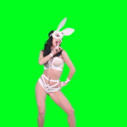 vj video background Girl-in-rabbit-bunny-mask-posing-and-show-gestures-on-green-screen-4K-Video-Footage-1920_003