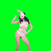 Girl-in-rabbit-bunny-mask-posing-and-show-gestures-on-green-screen-4K-Video-Footage-1920_004 Green Screen Stock