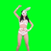 Girl-in-rabbit-bunny-mask-posing-and-show-gestures-on-green-screen-4K-Video-Footage-1920_005 Green Screen Stock