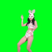 Girl-in-rabbit-bunny-mask-posing-and-show-gestures-on-green-screen-4K-Video-Footage-1920_008 Green Screen Stock