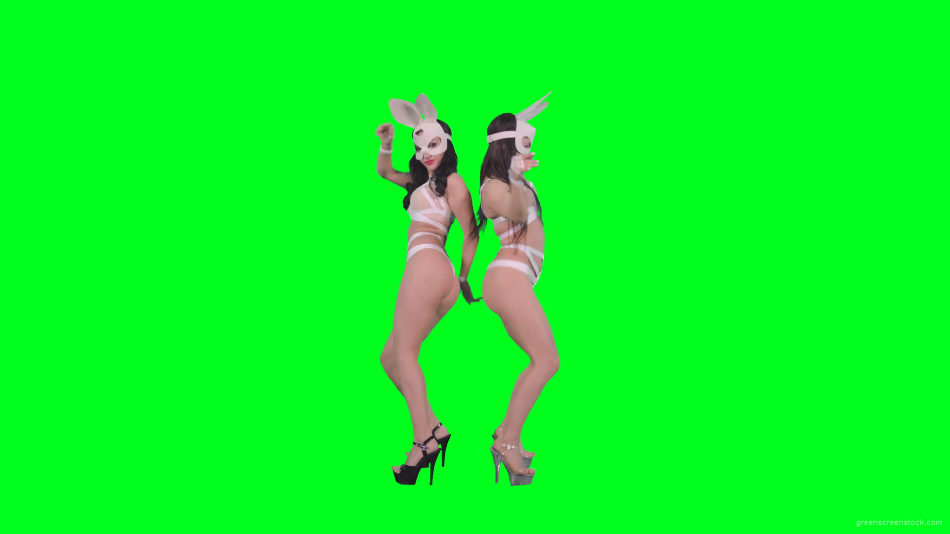 Go-Go-Dancing-female-team-duet-making-erotic-moves-on-green-screen-4K-Video-Footage-1920_001 Green Screen Stock
