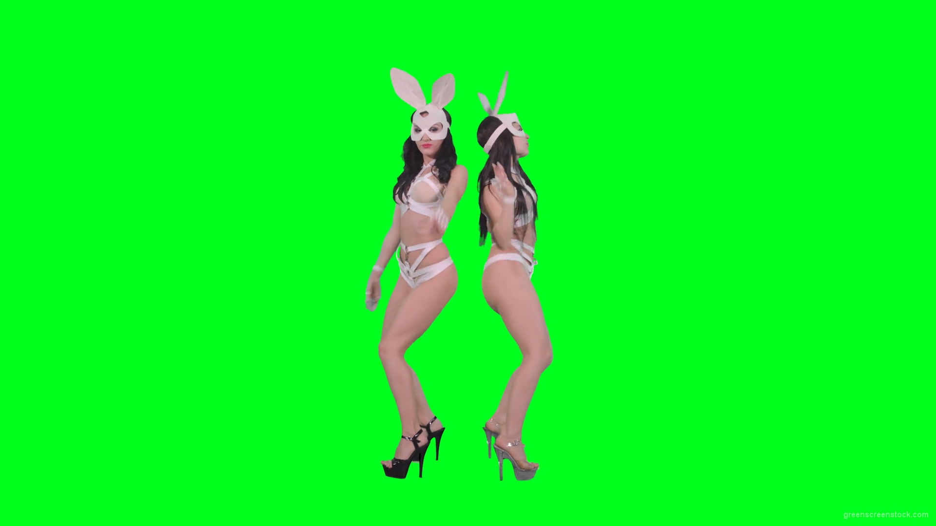 Go-Go-Dancing-female-team-duet-making-erotic-moves-on-green-screen-4K-Video-Footage-1920_008 Green Screen Stock