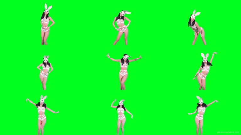Go-go-Dancer-in-White-Rabbit-EDM-fetish-costume-making-sexy-moves-on-green-screen-4K-video-footage-1920 Green Screen Stock