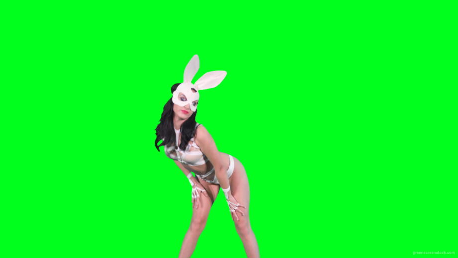 vj video background Go-go-Dancer-in-White-Rabbit-EDM-fetish-costume-making-sexy-moves-on-green-screen-4K-video-footage-1920_003