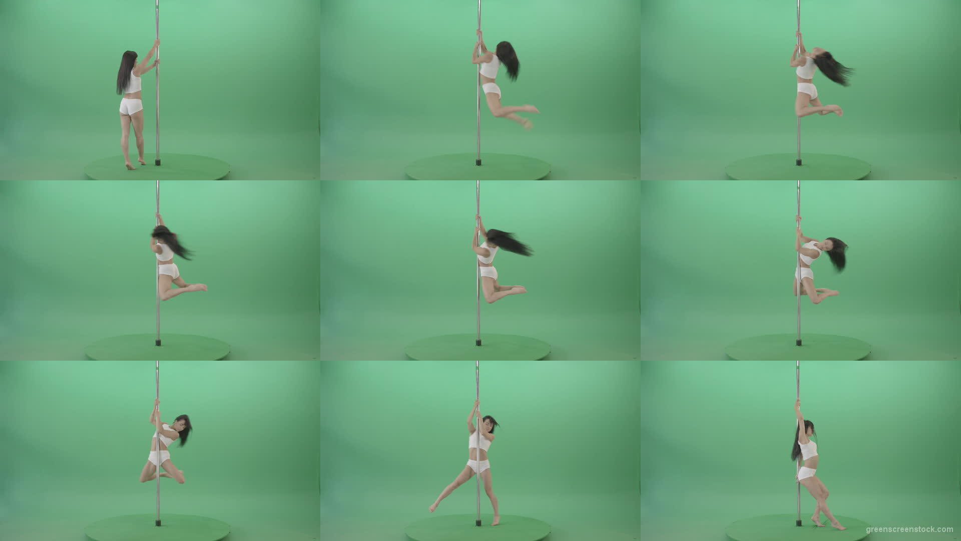 Green-Screen-Woman-spinning-gracefully-on-pole-dance-Video-Footage-1920 Green Screen Stock