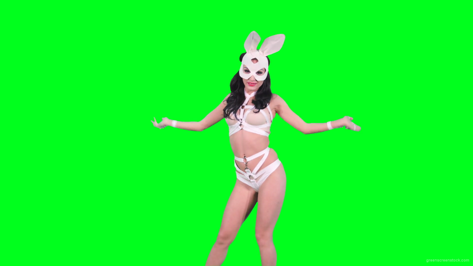 Green-Srcreen-Girl-in-rabbit-costume-sending-air-kiss-4k-Video-Footage-1920_004 Green Screen Stock