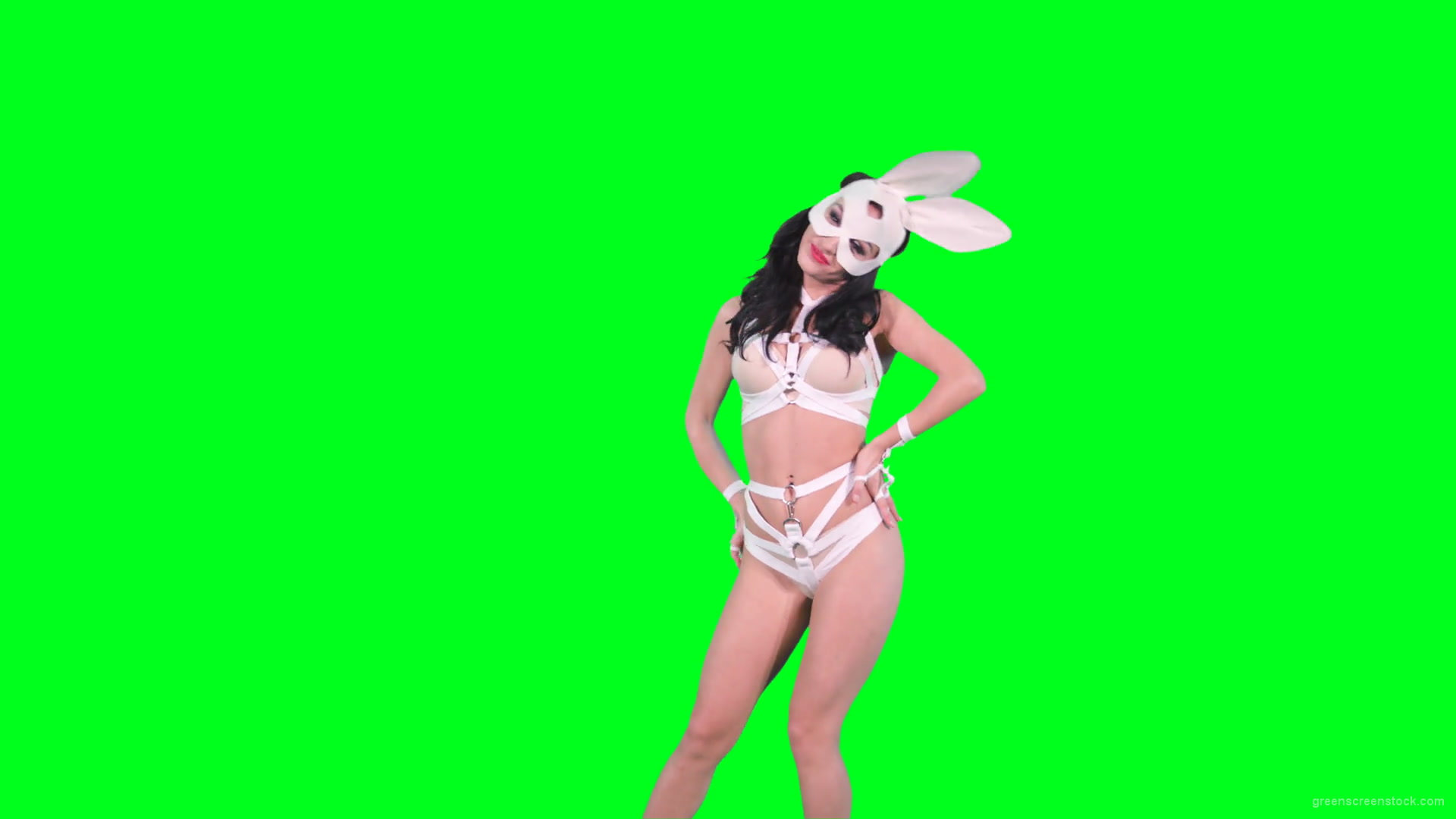 Green-Srcreen-Girl-in-rabbit-costume-sending-air-kiss-4k-Video-Footage-1920_005 Green Screen Stock