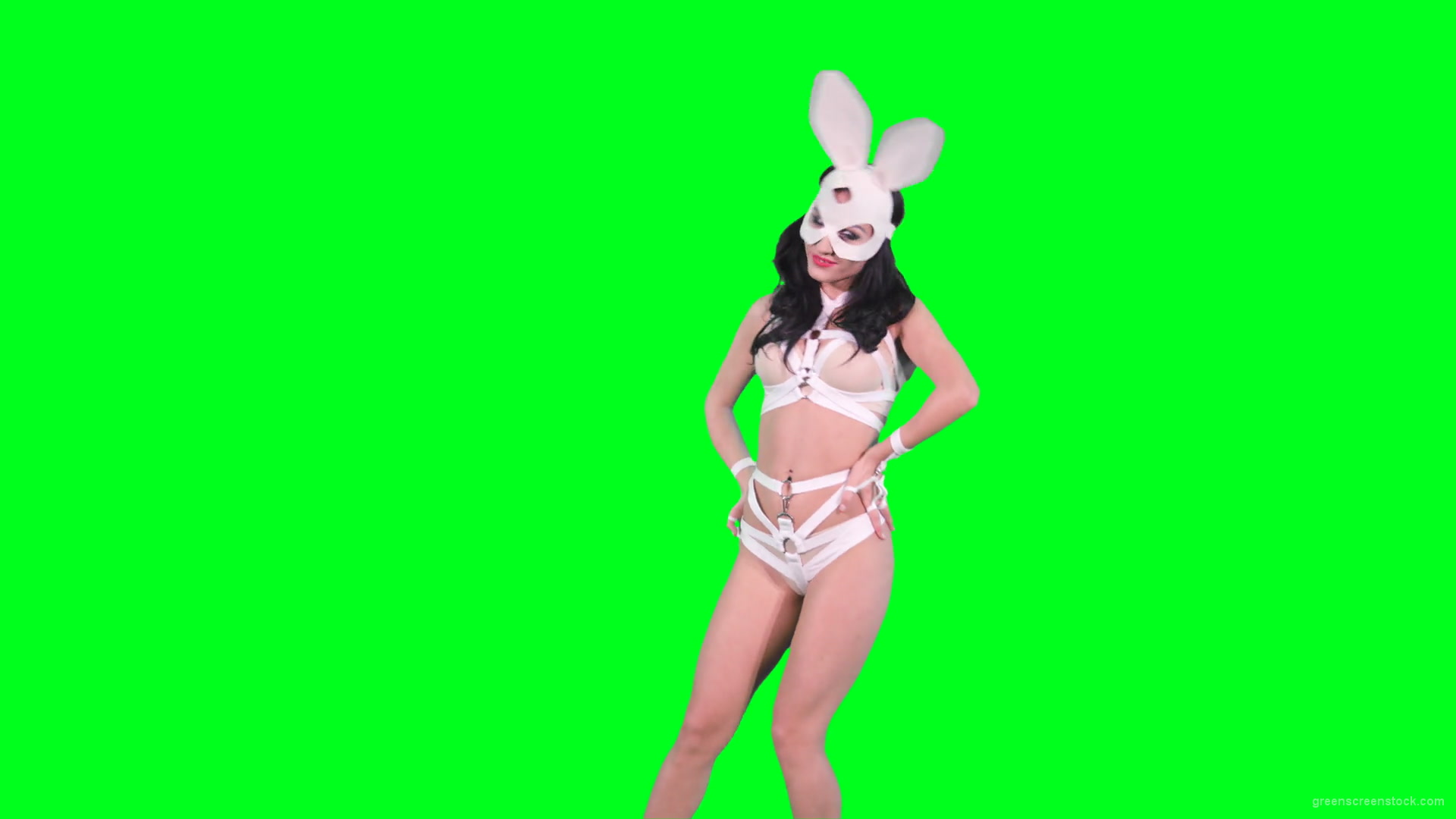 Green-Srcreen-Girl-in-rabbit-costume-sending-air-kiss-4k-Video-Footage-1920_006 Green Screen Stock