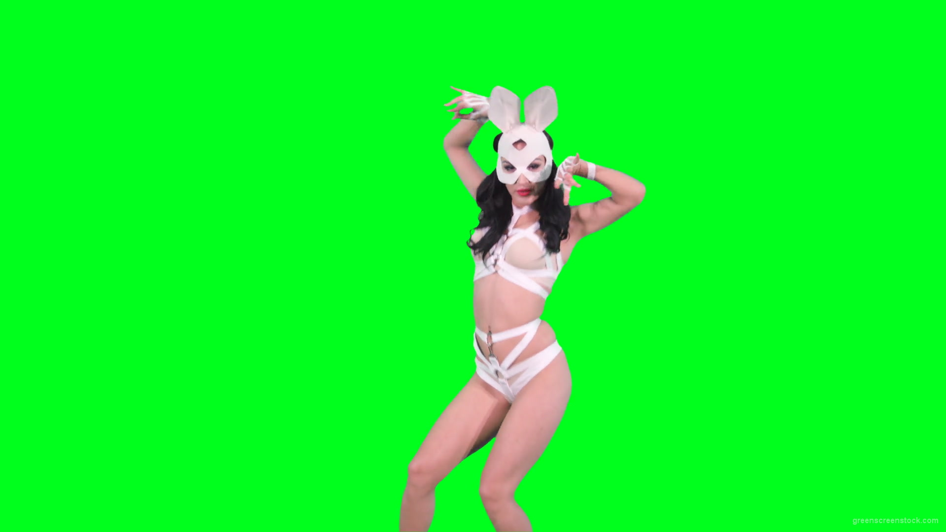 Green-Srcreen-Girl-in-rabbit-costume-sending-air-kiss-4k-Video-Footage-1920_007 Green Screen Stock