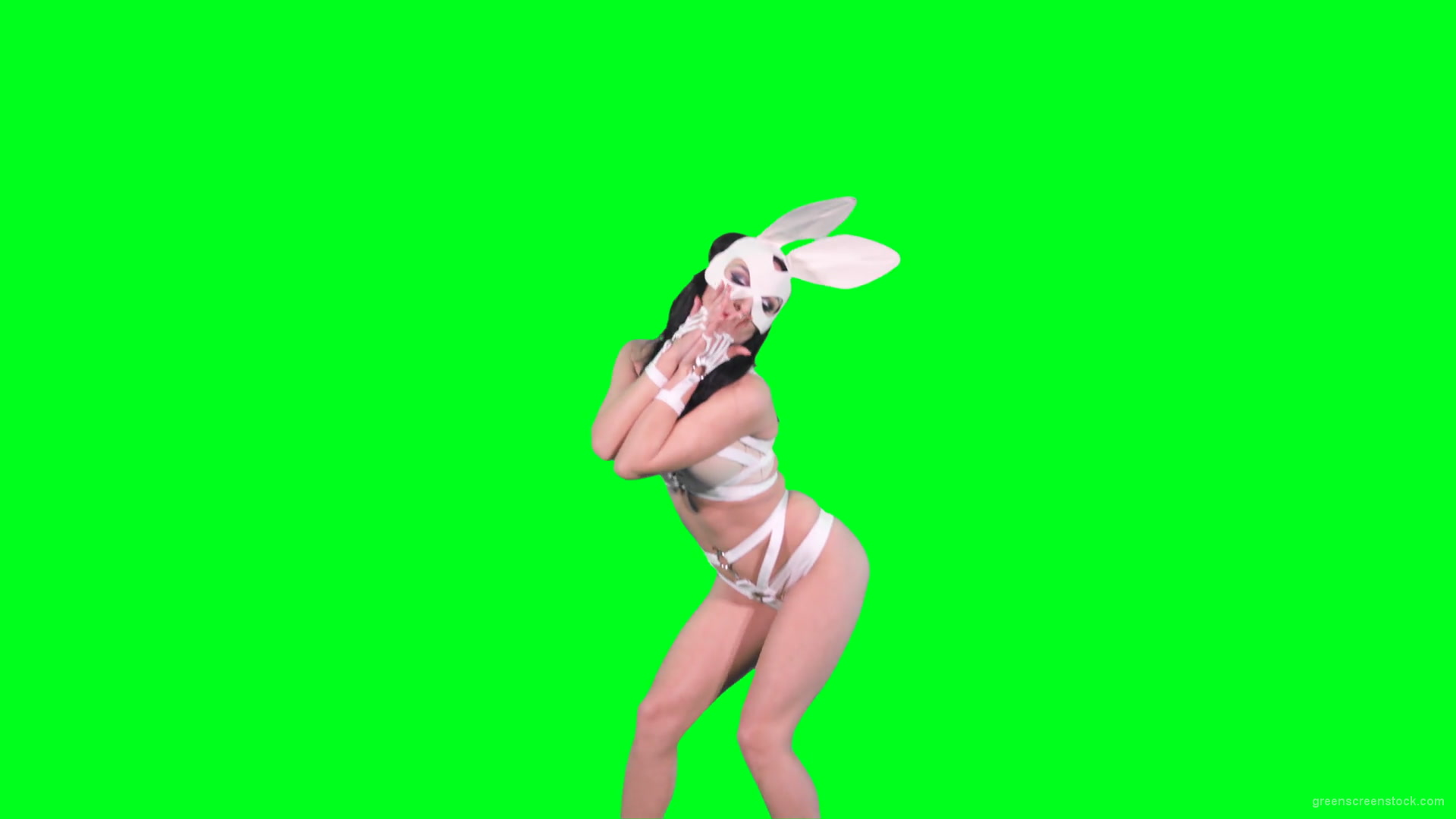 Green-Srcreen-Girl-in-rabbit-costume-sending-air-kiss-4k-Video-Footage-1920_008 Green Screen Stock