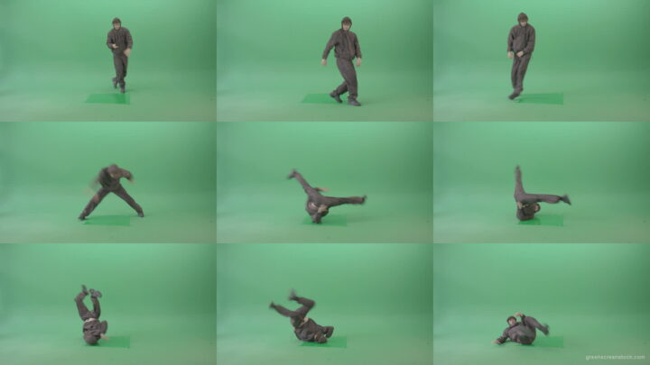 Hip-Hop-Dance-making-power-move-with-freeze-dancing-breakdance-on-green-screen-4K-Video-Footage-1920 Green Screen Stock