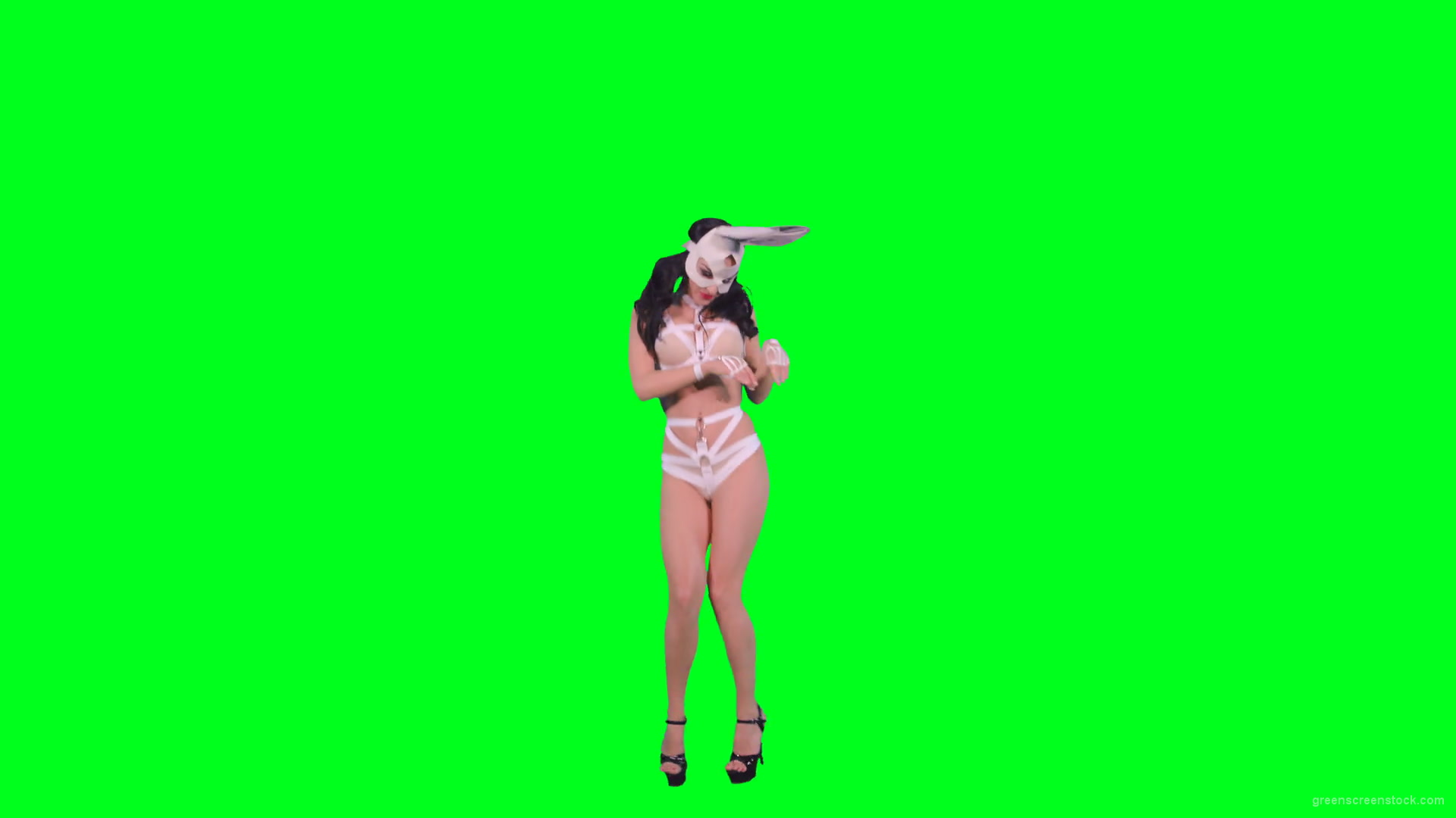 Hot-Go-go-Dancing-girl-is-jumping-over-green-screen-4K-Video-Footage-1920_004 Green Screen Stock