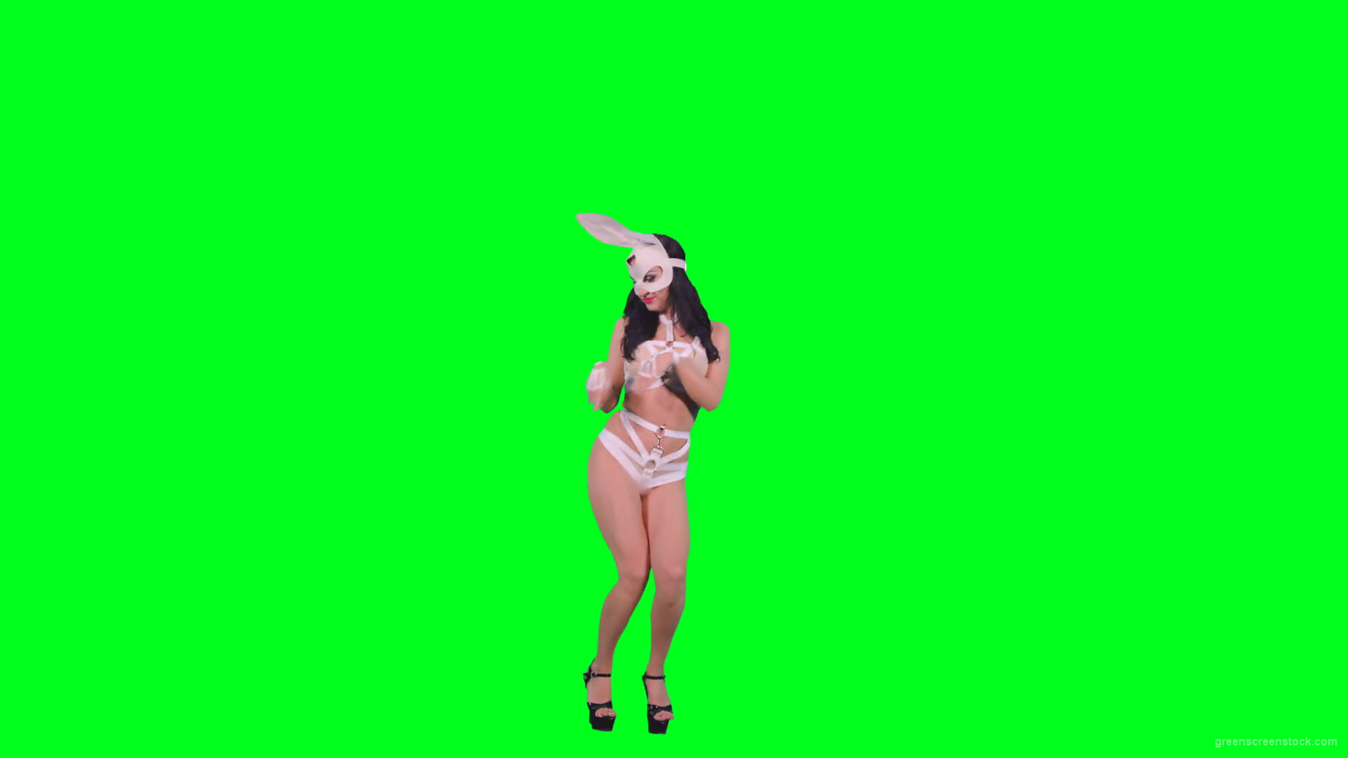 Hot-Go-go-Dancing-girl-is-jumping-over-green-screen-4K-Video-Footage-1920_006 Green Screen Stock