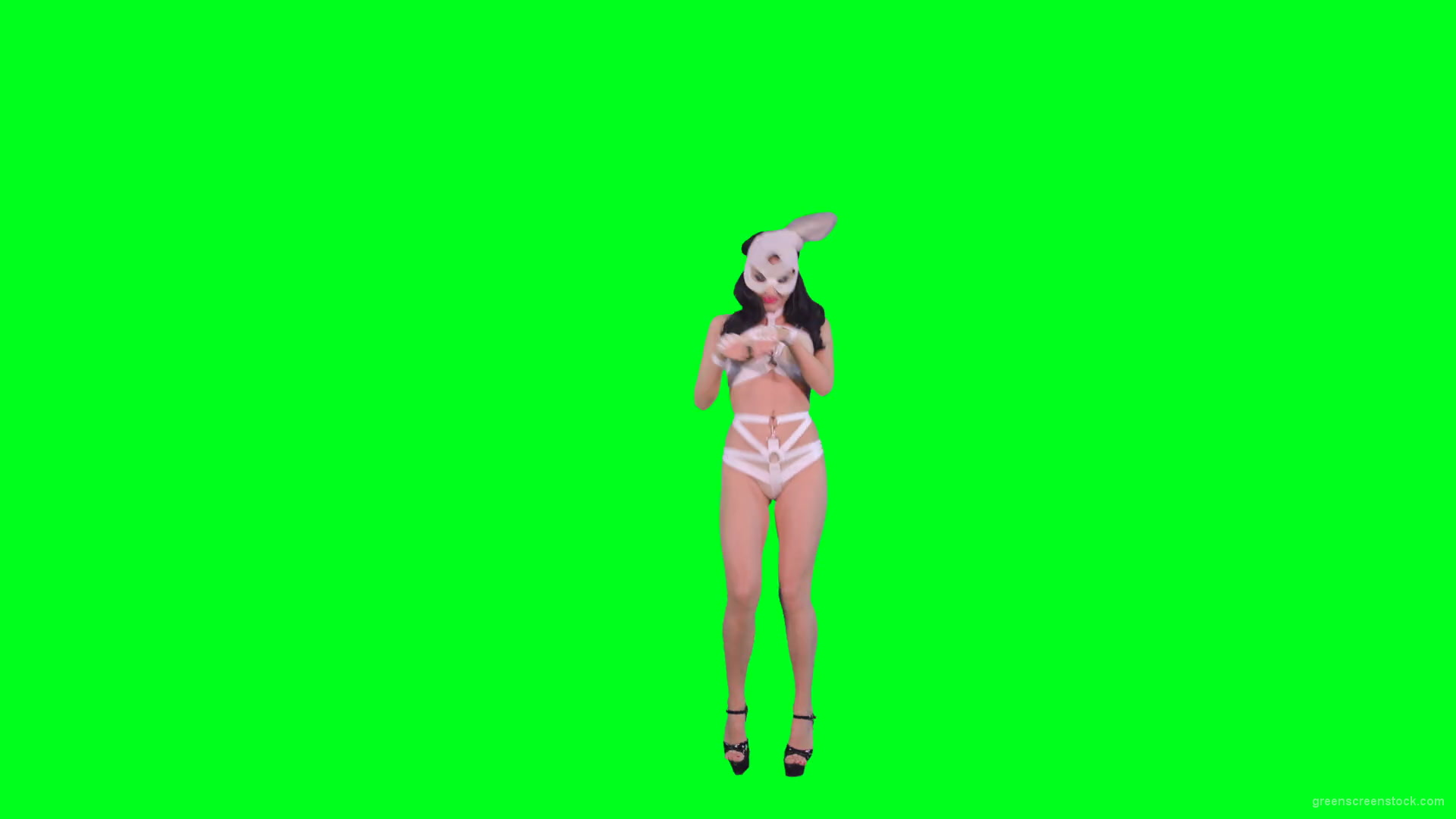 Hot-Go-go-Dancing-girl-is-jumping-over-green-screen-4K-Video-Footage-1920_008 Green Screen Stock