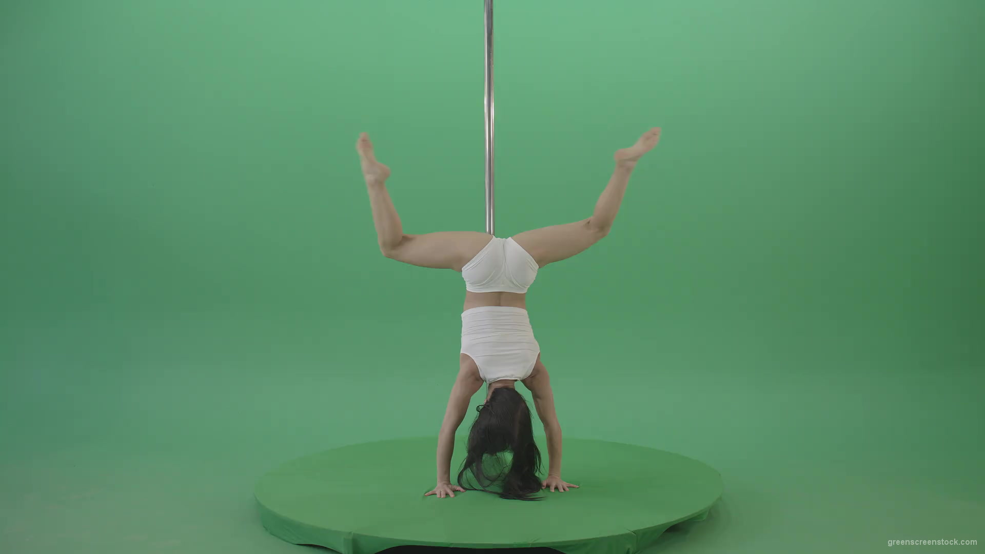 Pole-Dance-Girl-waving-two-legs-isolated-on-green-screen-4K-Video-Footage-1920_001 Green Screen Stock