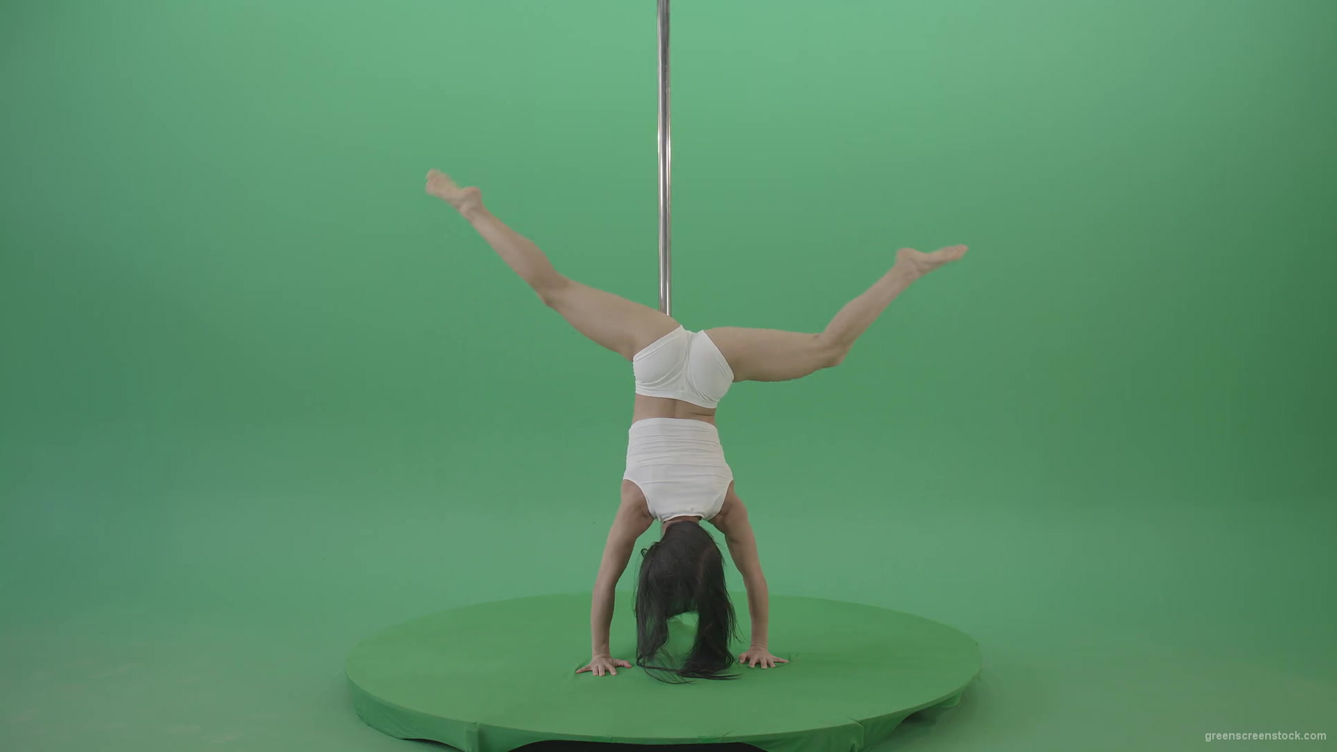 Pole-Dance-Girl-waving-two-legs-isolated-on-green-screen-4K-Video-Footage-1920_005 Green Screen Stock