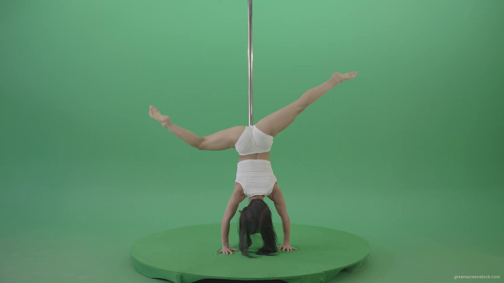 Pole-Dance-Girl-waving-two-legs-isolated-on-green-screen-4K-Video-Footage-1920_009 Green Screen Stock