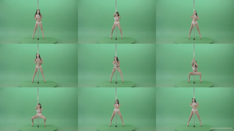 Pole-Dance-sport-girl-waving-sexy-body-isolated-on-green-screen-4K-Video-Footage-1920 Green Screen Stock