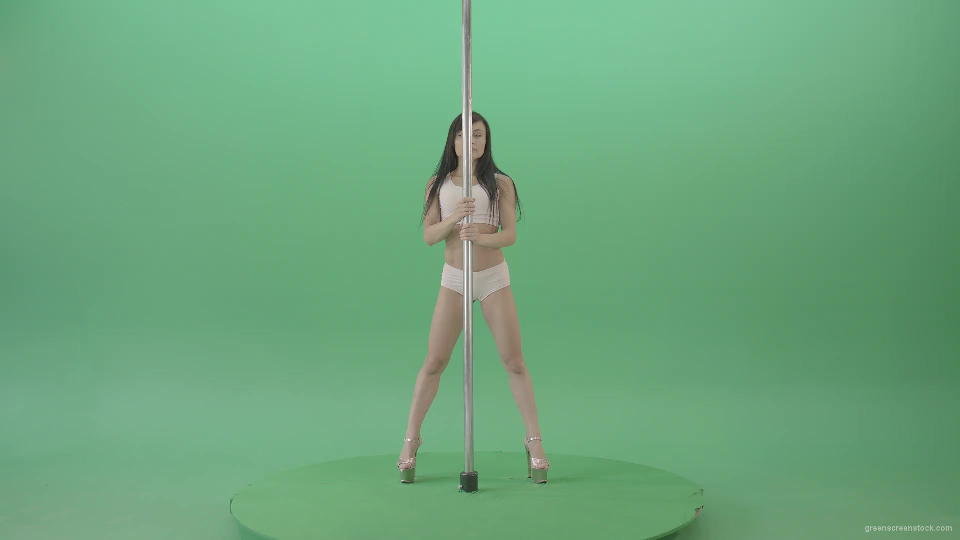 Pole-Dance-sport-girl-waving-sexy-body-isolated-on-green-screen-4K-Video-Footage-1920_001 Green Screen Stock