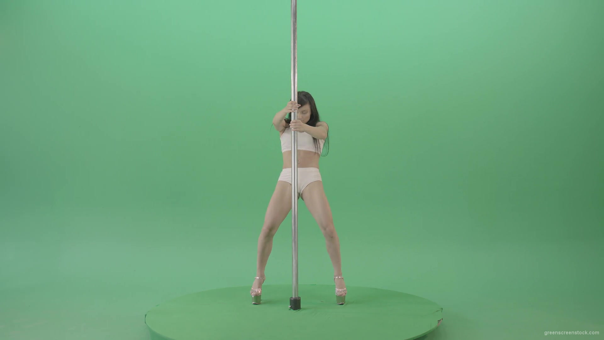 Pole-Dance-sport-girl-waving-sexy-body-isolated-on-green-screen-4K-Video-Footage-1920_002 Green Screen Stock