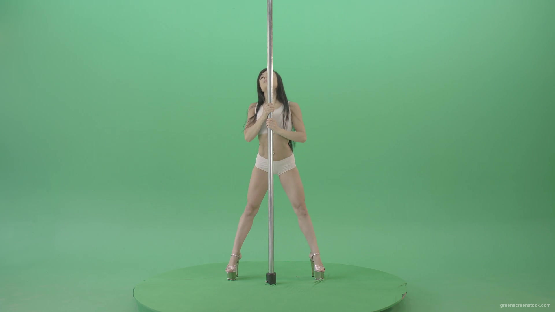Pole-Dance-sport-girl-waving-sexy-body-isolated-on-green-screen-4K-Video-Footage-1920_004 Green Screen Stock