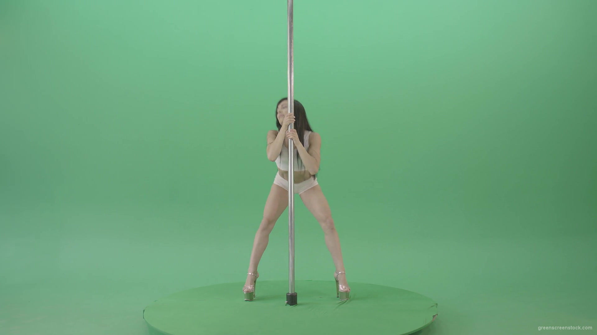 Pole-Dance-sport-girl-waving-sexy-body-isolated-on-green-screen-4K-Video-Footage-1920_005 Green Screen Stock