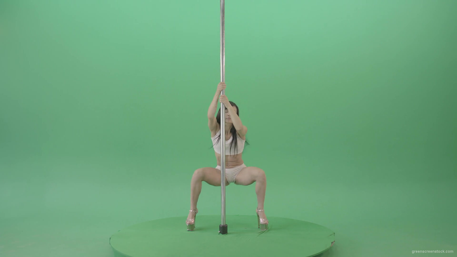 Pole-Dance-sport-girl-waving-sexy-body-isolated-on-green-screen-4K-Video-Footage-1920_006 Green Screen Stock