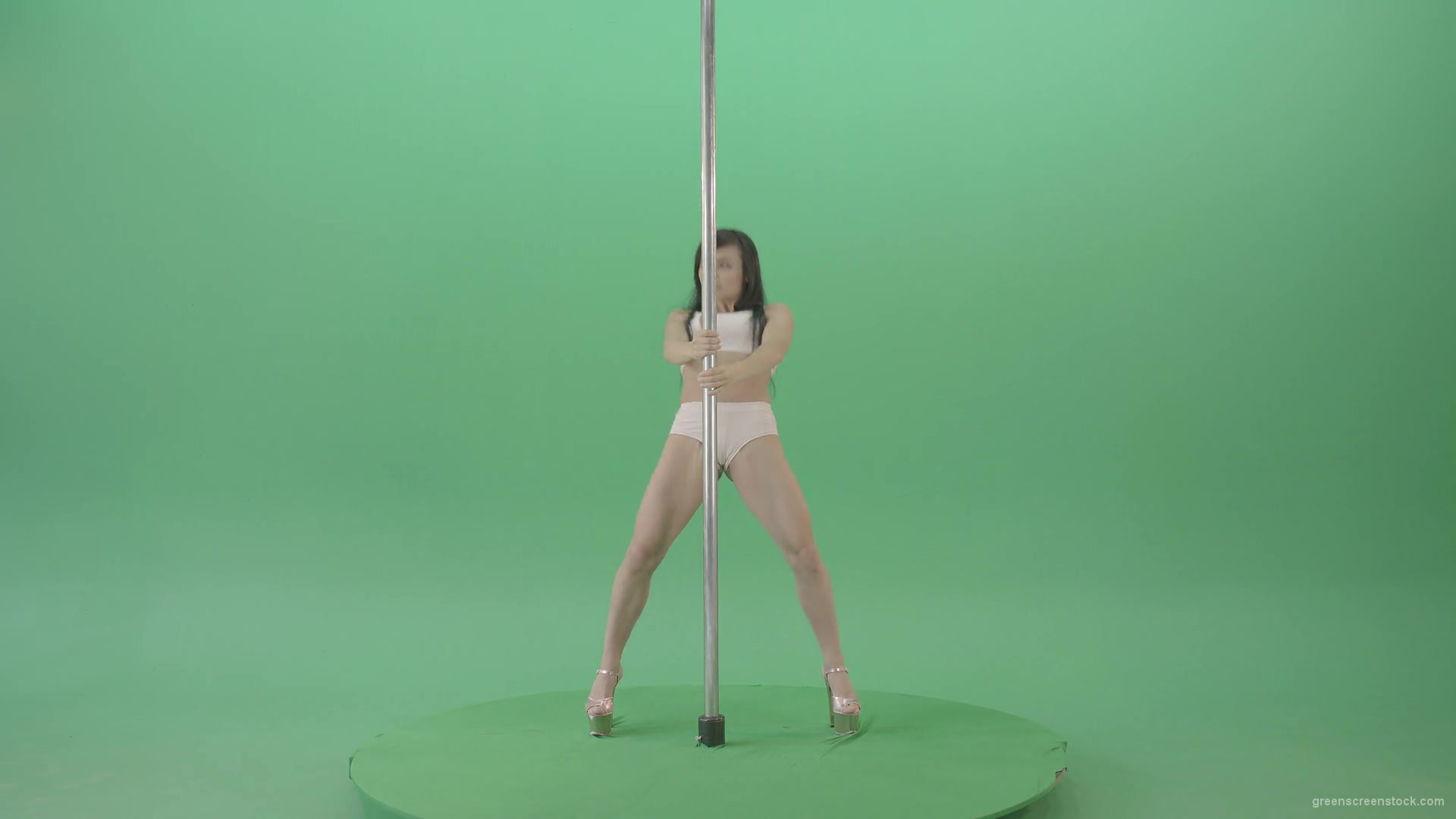 Pole-Dance-sport-girl-waving-sexy-body-isolated-on-green-screen-4K-Video-Footage-1920_008 Green Screen Stock
