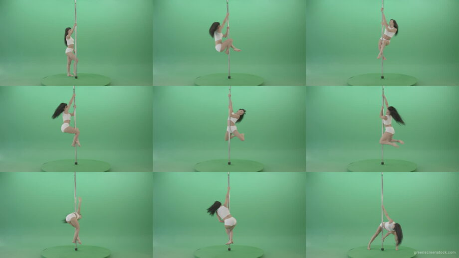 Pole-dance-trainer-girl-has-a-sport-flight-on-green-screen-4K-Video-Footage-1920 Green Screen Stock