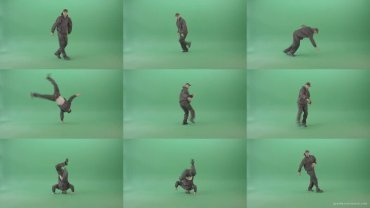Professional-Hip-Hop-break-dancer-Stylish-man-dancing-on-green-screen-4K-Video-Footage-1920 Green Screen Stock