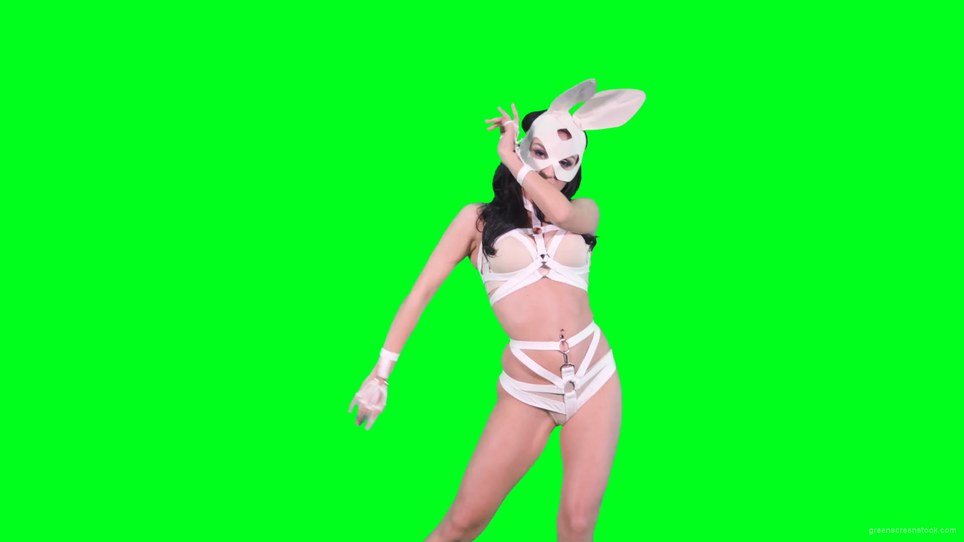 Sexy-bunny-girl-in-rabbit-costume-on-green-screen-4K-Video-Footage-1920_001 Green Screen Stock