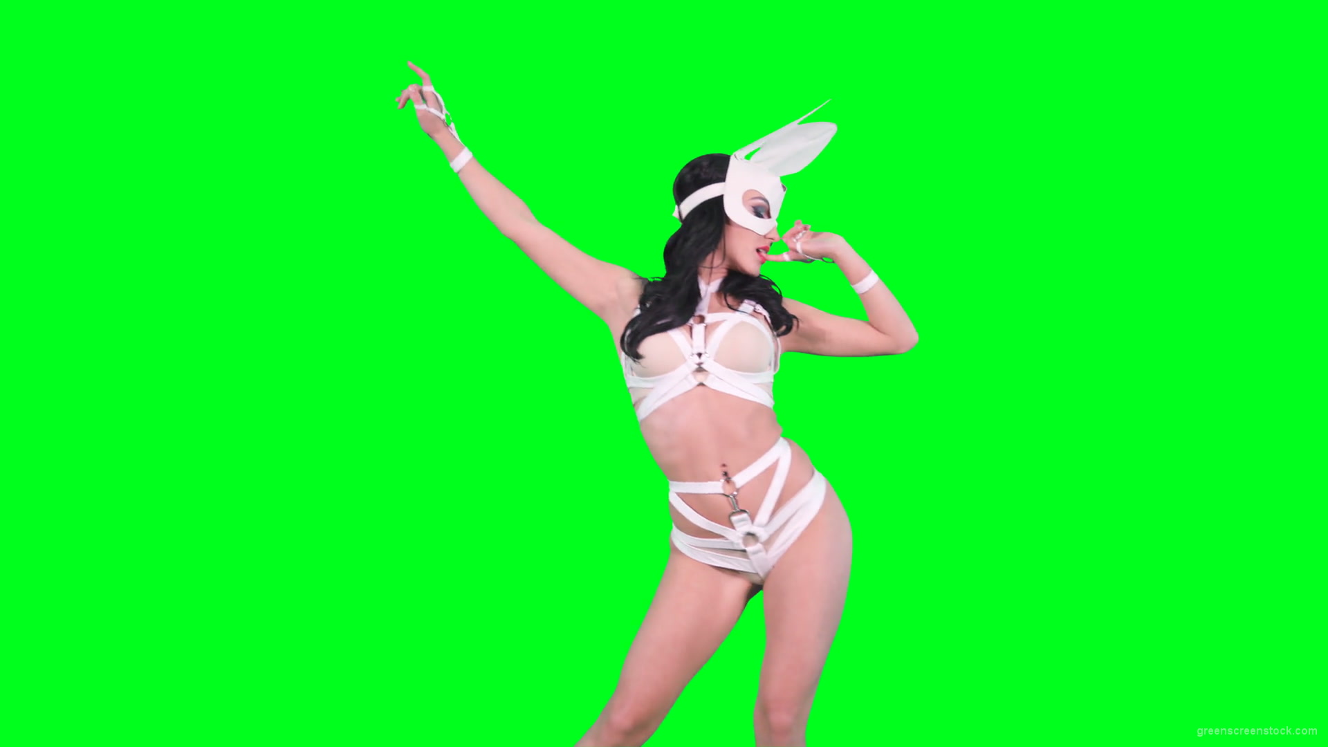 Sexy-bunny-girl-in-rabbit-costume-on-green-screen-4K-Video-Footage-1920_004 Green Screen Stock
