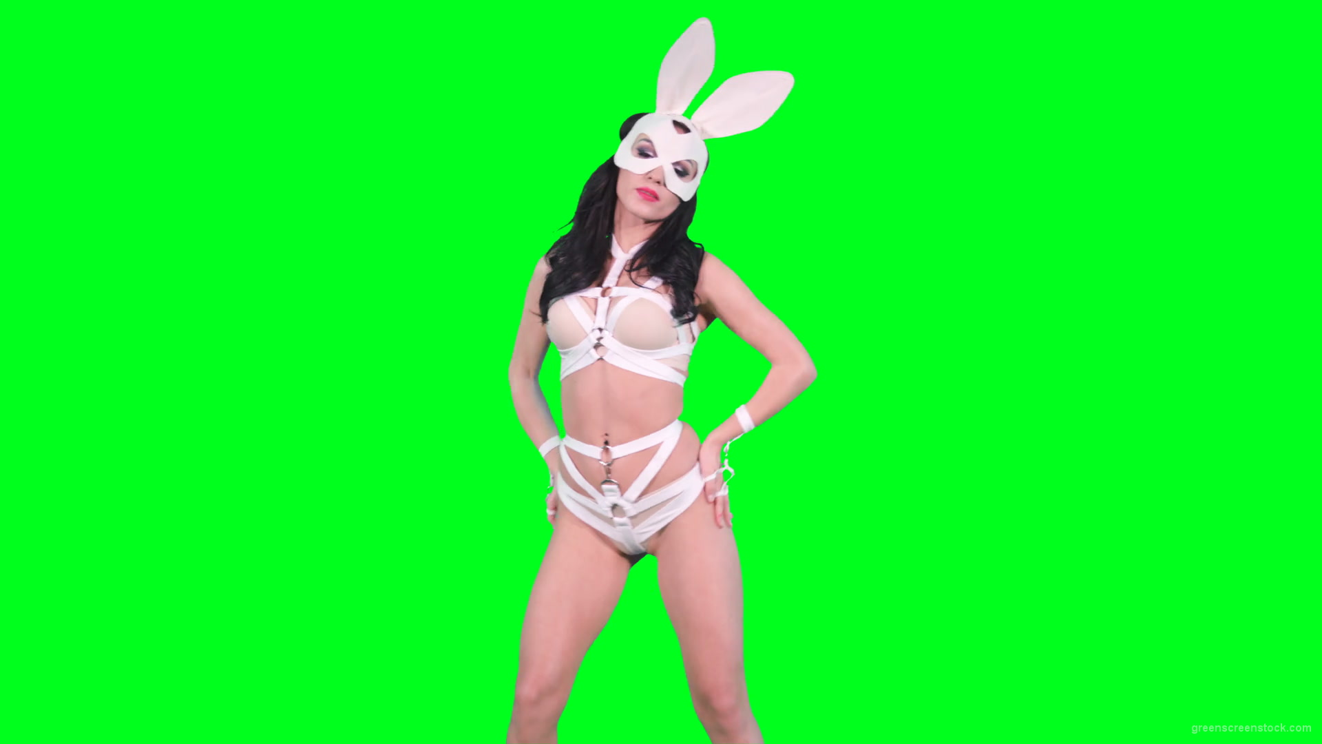 Sexy-bunny-girl-in-rabbit-costume-on-green-screen-4K-Video-Footage-1920_008 Green Screen Stock
